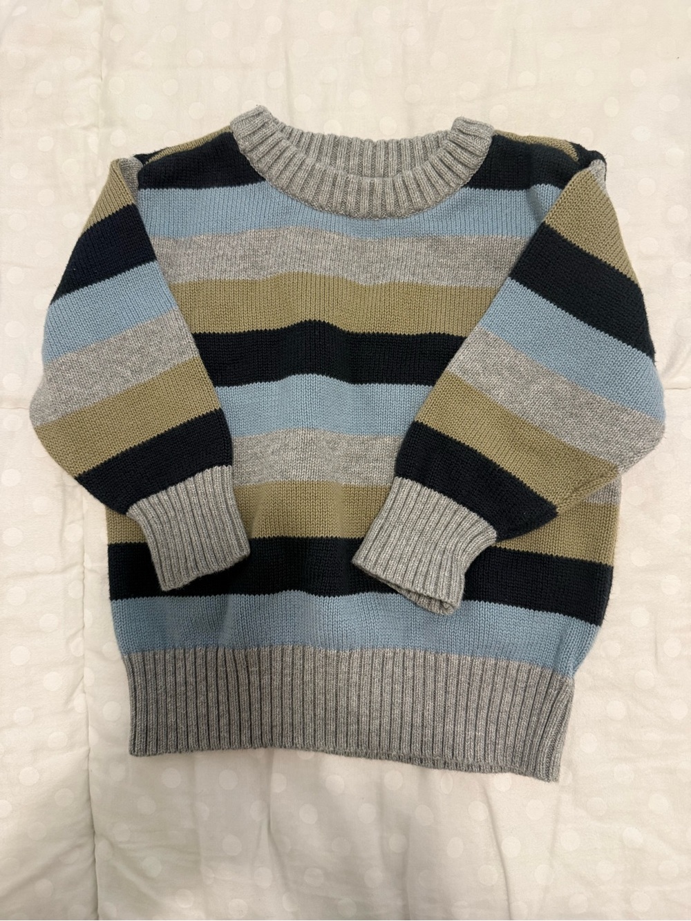 Old Navy Men's Striped Crewneck Sweater in Blue, Olive & Gray